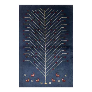 گبه دستبافت قشقایی یک متری کد NKP.RJ0098 زمینه آبی