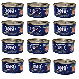  کنسرو تن ماهی در روغن آفتابگردان تاپسی - 180 گرم بسته 12 عددی