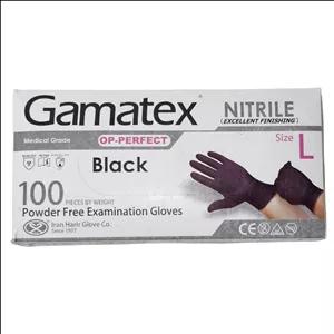 دستکش نیتریل غیر پودری حریر مدل GAMATEX سایز بزرگ (L) بسته 100 عددی