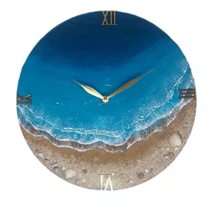 ساعت دیواری رزینی طرح دریا و ساحل