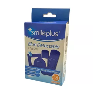 چسب زخم اسمایل پلاس مدل Blue Detectable کد 6304 بسته 18 عددی