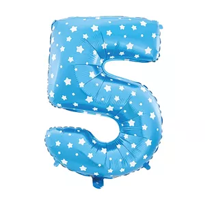 بادکنک فویلی هپی بری عدد 5 سایز 32 اینچ طرح ستاره ای