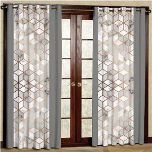  پرده بارمان دکور طرح مکعبی مدل هازان پانچی کد 1019 W سایز 140x280 سانتی متر