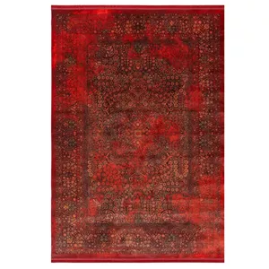 فرش ماشینی 1200 شانه محتشم زمینه لاکی حاشیه لاکی مدل 25NH0000