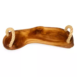 سینی چوبی مدل روستیک طرح کنده دسته کنفی مدل دفرمه 
