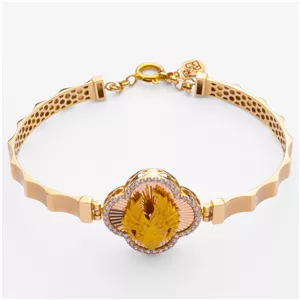 دستبند النگویی طلا 18 عیار زنانه جواهری راز مدل طرح ورساچه