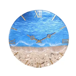 ساعت دیواری رزینی طرح دریا و ساحل