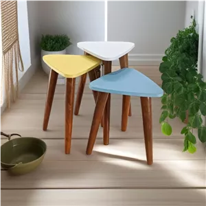 میز عسلی مثلث مدل لیون 324 کد 86 مجموعه سه عددی