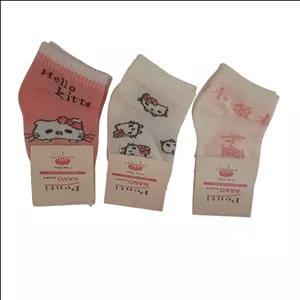 جوراب ساق کوتاه نوزادی مدل هلو کیتی بسته ۳ عددی