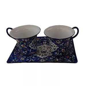 ست 3 تکه سینی و فنجان چایخوری میناکاری مسی مدل 1046