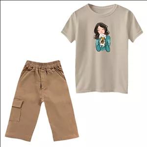 ست تی‌شرت و شلوارک دخترانه مدل دخترک کد 03