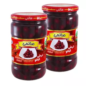 ترشی آلبالو پاستوریزه ممتاز صالحی وزن 650 گرم مجموعه 2 عددی