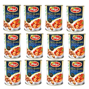 کنسرو لوبیا چیتی با قارچ تبرک - 350 گرم بسته 12 عددی