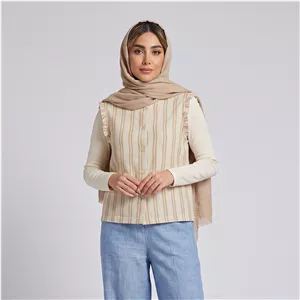 جلیقه رسمی زنانه نخی راه‌راه ایکس ساید مدل S610985Z8