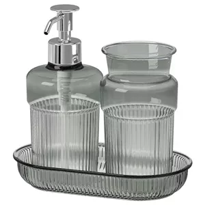 جا مایع و مسواک ایکیا مدل BROFJÄRDEN مجموعه 3 عددی به همراه استند