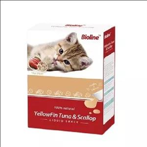 بستنی گربه بایولاین مدل ماهی تن و گوش ماهی وزن 15 گرم بسته 24 عددی