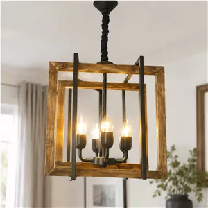 لوستر 4 شعله شاهان تک مدل wood.20