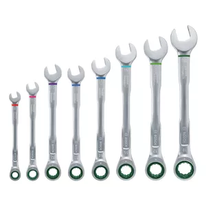 آچار یکسر تخت و یکسر رینگی جغجغه ای بوش مدل Wrench Set 8 کد 1600A027PS بسته 8 عددی