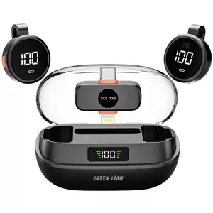 میکروفن بی سیم گرین لاین مدل GM-91X با گیرنده تایپ سی و لایتنینگ