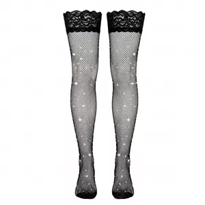 جوراب ساق بلند زنانه مدل نگین دار کد 2557