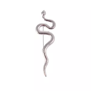 گل سینه زنانه استیل رودیوم مدل مار