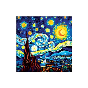زیر لیوانی مدل رومادون طرح نقاشی شب پر ستاره ونگوگ VanGogh کد 02