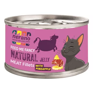 کنسرو غذای مرطوب گربه نرانو مدل Natural Jelly با طعم مرغ و گوشت و آناناس 220 گرم