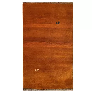 گبه دستبافت قشقایی  کناره یک متری  کد NKP.RJ56 زمینه طلایی