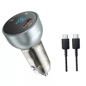شارژر فندکی 30 وات 2 پورت یس پلاس مدل SUPER FAST 30W به همراه کابل  USB-C