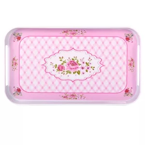 سینی دسته دار مهروز مدل 00910-1 گل رز وینتیج سایز 18*33 سانتی متر