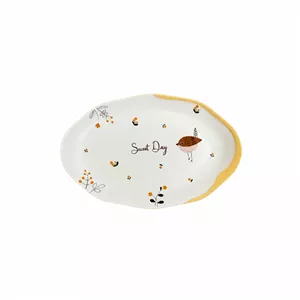 دیس غذا خوری مدل بیضی طرح پرنده