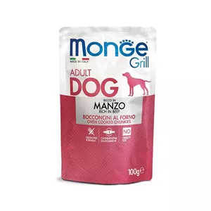 پوچ سگ مونژه مدل Monge Grill Adult با طعم گوشت گوساله وزن 100 گرم