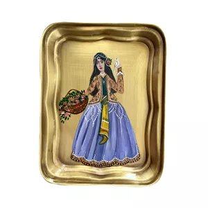 سینی برنجی مدل نگارگری قاجاری 