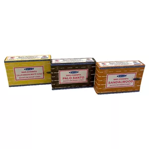 عود ساتیا مدل آبشاری رایحه وایت سیج و پائولو سانتو و صندل وود ۳ بسته ۱۰ عددی