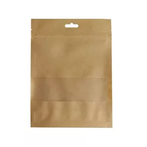 پاکت زیپ دار مدل کرافت پنجره دار 20*15 بسته 25 عددی