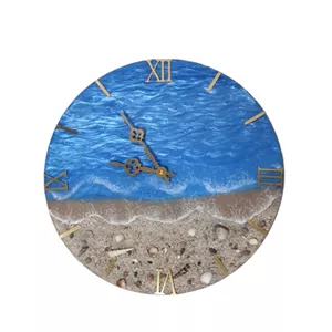 ساعت دیواری رزینی طرح دریا و ساحل