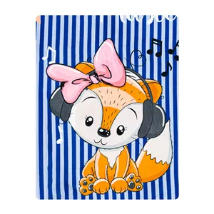 ملحفه میکرو کودک آدنو مدل Lovely fox کد MC15 سایز 100x150 سانتی متر
