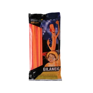 نی نوشیدنی یکبار مصرف مدل تاشو گیلانه بسته 100 عددی