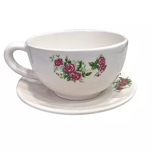 فنجان و نعلبکی طرح گل سرخی
