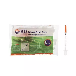 سرنگ انسولین بی دی مدل micro-fine plus حجم 0.5 میلی لیتر بسته 10 عددی