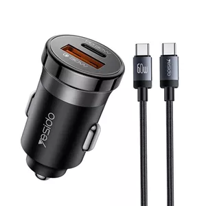 شارژر فندکی 60 وات دو پورت یسیدو مدل Y72 به همراه کابل USB-C