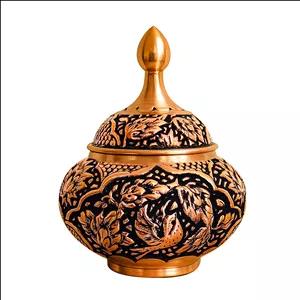 قندان قلم زنی مسی مدل گل قلم 