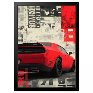 تابلو بکلیت طرح ماشین و خودرو Dodge Challenger مدل B-pe130109 فریم مشکی