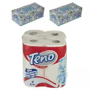 دستمال حوله ای و دستمال کاغذی تنو مدل 2JH4 مجموعه 3 عددی