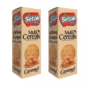 بیسکوییت سبوس دار چند غله کاراملی ستاک - 300 گرم بسته 2 عددی
