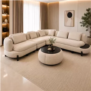 مبل ال هفت نفره با روکش پارچه و پایه چوب راش مدل L minimal به همراه 1 کوسن