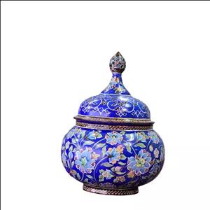 قندان میناکاری مسی میناسرای نیکنامی مدل گلهای ختایی 