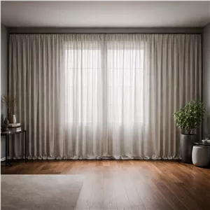 پرده تیکو دکو مدل دوخت ساده حریرکتان ژاکارت طرح محو سایز 280 × 800 سانتی‌متر