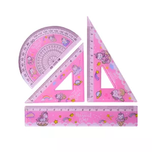 ست خط کش گونیا و نقاله مدل یونیکورن بسته 4 عددی