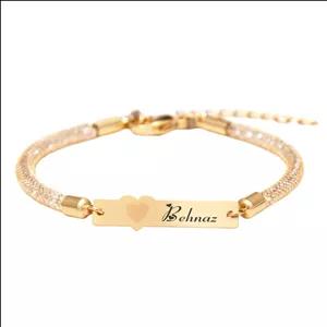 دستبند  بند و طلا 18 عیار زنانه لیردا مدل اسم بهناز 30309